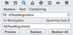 Replace Text in Xcode