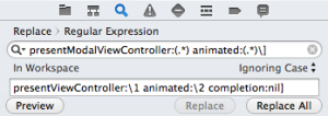 Replace with Regular Expression in Xcode